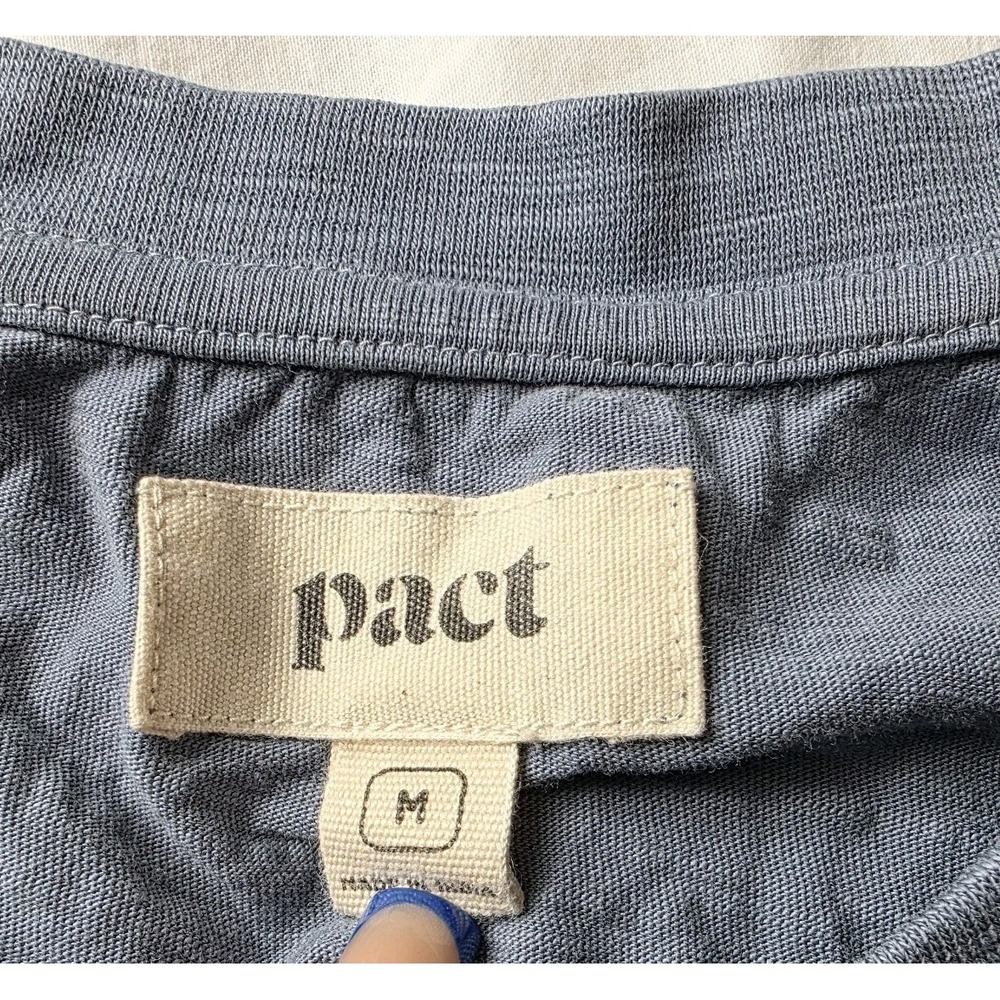 pact women's shirt 3/4 length sleeve blue medium - Picture 3 of 5
